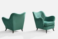 Brazilian Designer Lounge Chairs with Wood and Velvet Brazil 1950s - 4775838