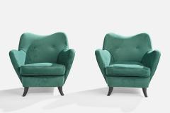 Brazilian Designer Lounge Chairs with Wood and Velvet Brazil 1950s - 4775839