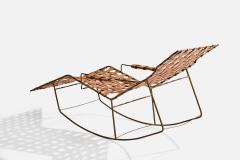 Brazilian Designer Rocking Chaise Longue with Iron and Leather Brazil 1950s - 4775886