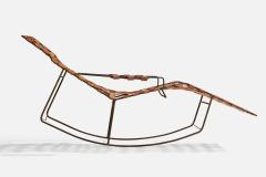 Brazilian Designer Rocking Chaise Longue with Iron and Leather Brazil 1950s - 4775889