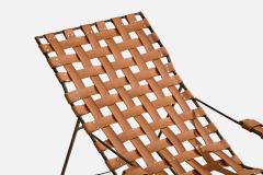 Brazilian Designer Rocking Chaise Longue with Iron and Leather Brazil 1950s - 4775890