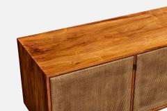 Brazilian Designer Sideboard with Wood Cane and Brass Brazil 1950s - 4777870