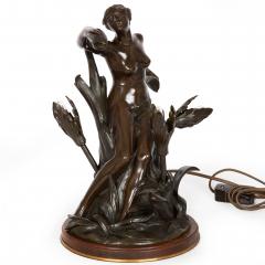 Bronze Art Nouveau Lamp Maiden Surrounded by Flowers - 4407509