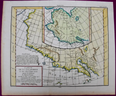 California 18th Century Hand colored Map by de Vaugondy - 2687616