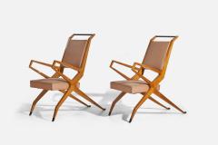 Campo Graffi Attribution Lounge Chairs with Ash Wood and Vinyl c 1955 - 4764886