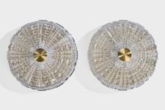 Carl Fagerlund Flush Mounts with Brass and Glass Sweden 1950s - 4764909