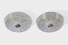 Carl Fagerlund Flush Mounts with Brass and Glass Sweden 1950s - 4764914