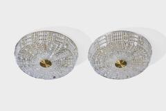 Carl Fagerlund Flush Mounts with Brass and Glass Sweden 1950s - 4764926