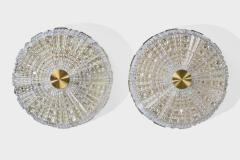 Carl Fagerlund Flush Mounts with Brass and Glass Sweden 1950s - 4764927