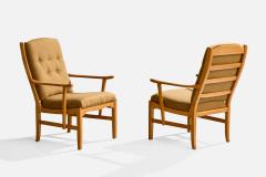 Carl Malmsten Lounge Chairs with Oak and Fabric Sweden 1950s - 4764961