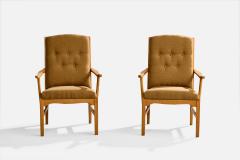 Carl Malmsten Lounge Chairs with Oak and Fabric Sweden 1950s - 4764962