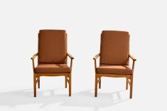 Carl Malmsten Lounge Chairs with Pine and Fabric Sweden 1950s - 4764974