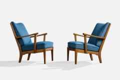 Carl Malmsten Lounge Chairs with Pine and Fabric Sweden 1960s - 4765017