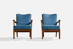 Carl Malmsten Lounge Chairs with Pine and Fabric Sweden 1960s - 4765019