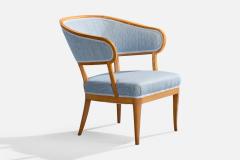 Carl Malmsten Lounge Chairs with Walnut Fabric Sweden 1950s - 4764969