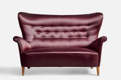 Carl Malmsten Sofa with Velvet and Birch Sweden 1940s - 4764956