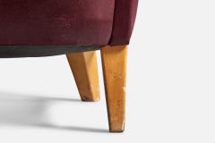 Carl Malmsten Sofa with Velvet and Birch Sweden 1940s - 4764958