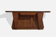Carlo Enrico Rava Console Table with Walnut Mahogany Brass and Glass Italy - 4765054