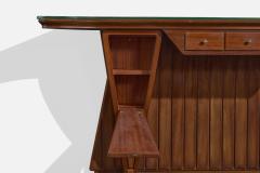 Carlo Enrico Rava Console Table with Walnut Mahogany Brass and Glass Italy - 4765056