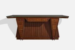 Carlo Enrico Rava Console Table with Walnut Mahogany Brass and Glass Italy - 4765059