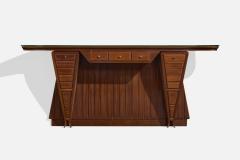 Carlo Enrico Rava Console Table with Walnut Mahogany Brass and Glass Italy - 4765060