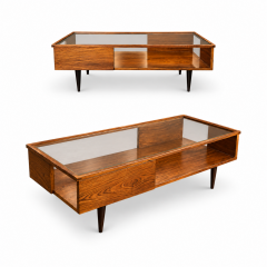 Carlo Hauner Caviuna Wood Glass Display Coffee Table Brazil 1950s - 4801866