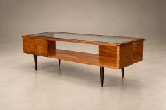 Carlo Hauner Caviuna Wood Glass Display Coffee Table Brazil 1950s - 4801868