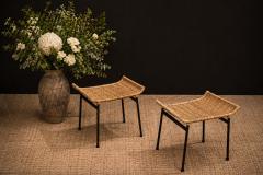Carlo Hauner Pair of Caned Stools with Iron Frame by Carlo Hauner Forma Lot 851C - 4624803