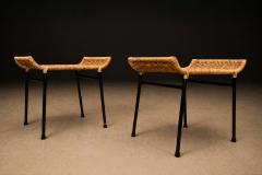 Carlo Hauner Pair of Caned Stools with Iron Frame by Carlo Hauner Forma Lot 851C - 4624807