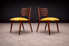 Carlo Hauner Set of 2 Chairs in Rosewood Yellow Linen Canvas Carlo Hauner Lot 254A - 4624752