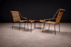 Carlo Hauner Set of Two Armchairs with Stools in Cane Iron Carlo Hauner Lot 232 851 - 4624642