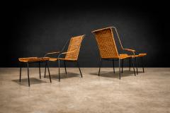 Carlo Hauner Set of Two Armchairs with Stools in Cane Iron Carlo Hauner Lot 232 851 - 4624645