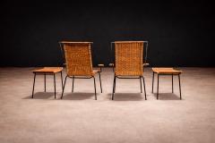 Carlo Hauner Set of Two Armchairs with Stools in Cane Iron Carlo Hauner Lot 232 851 - 4624646