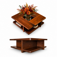 Casa Finland Imbuia Coffee Table with Vase Opening Display Shelves 1960s - 4801872
