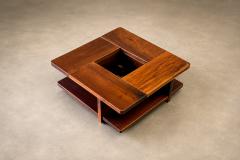 Casa Finland Imbuia Coffee Table with Vase Opening Display Shelves 1960s - 4801875