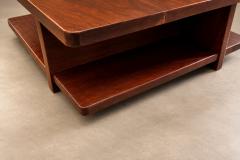 Casa Finland Imbuia Coffee Table with Vase Opening Display Shelves 1960s - 4801878