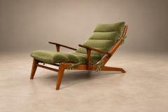 Cavi na Moss Olive Velvet Chaise Lounge by Pierre Weckx Brazil 1950s - 4801753