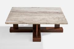 Celina Decoracoes Coffee Table with Wood and Marble Brazil 1960s - 4765181