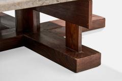 Celina Decoracoes Coffee Table with Wood and Marble Brazil 1960s - 4765185