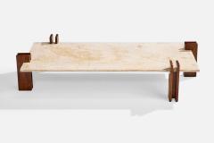 Celina Decoracoes Coffee Table with Wood and Marble Brazil 1960s - 4765194