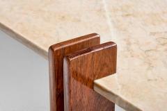 Celina Decoracoes Coffee Table with Wood and Marble Brazil 1960s - 4765203