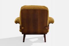 Cinova Lounge Chair with Wood and Fabric Italy 1970s - 4765311