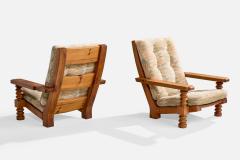 Collden Lounge Chairs with Pine and Fabric Sweden 1970s - 4765331