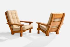 Collden Lounge Chairs with Pine and Fabric Sweden 1970s - 4765336
