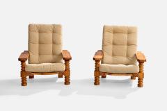 Collden Lounge Chairs with Pine and Fabric Sweden 1970s - 4765337
