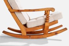 Collden Rocking Lounge Chairs with Pine and Fabric Sweden 1970s - 4765320
