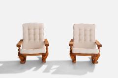 Collden Rocking Lounge Chairs with Pine and Fabric Sweden 1970s - 4765321