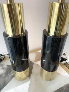 Contemporary Pair of Brass Lamps Black Marble Italy - 2928771