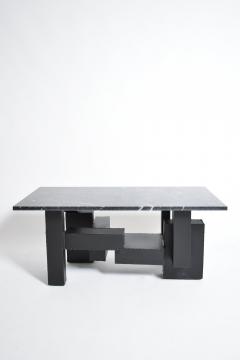Cubist iron and marble coffee table 1980s  - 4539454