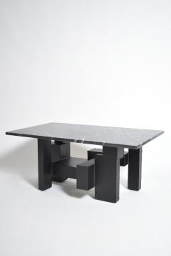 Cubist iron and marble coffee table 1980s  - 4539456